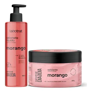 Kit Esfoliante Sabonete Morango Labotrat Corpo Rosto Hidratação 2 Peças