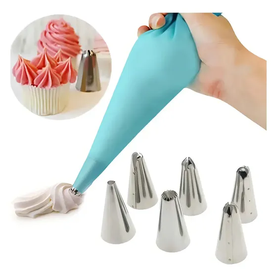 Manga Pastelera De Silicona + 6 Boquillas Acero Inoxidable | Cuotas sin interés