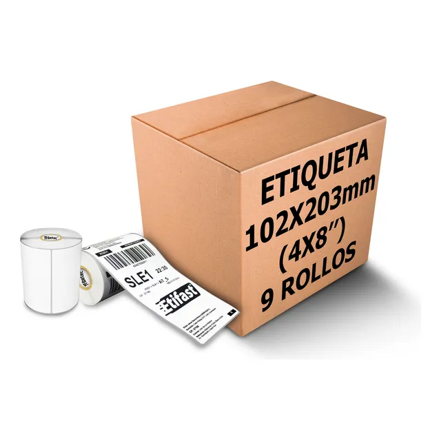 9 Rollos De Etiqueta Térmica 4x8 Envíos Guías 200 Pz C/u