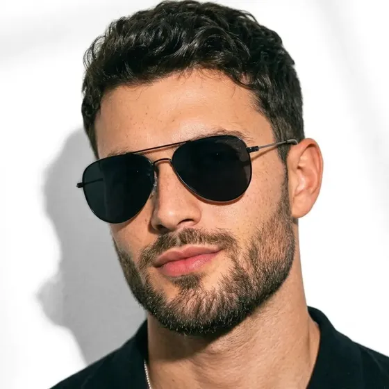 Óculos de sol Cacife Brand Sol Aviador Clássico Retrô armação preto y lente preto