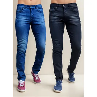 Kit 2 Calças Jeans Masculinas Slim Båsicas Com Elastano Kit 2 Calças Jeans Masculinas Slim Båsicas Com Elastano