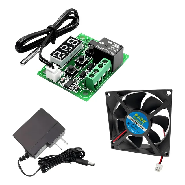 Kit Incubadora-termostato W1209 12v + Ventilador + Adaptador