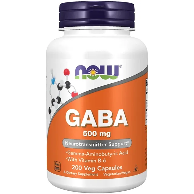 Gaba  500mg 200 Caps. Ácido Gamma-aminobutírico Con B-6 Now.