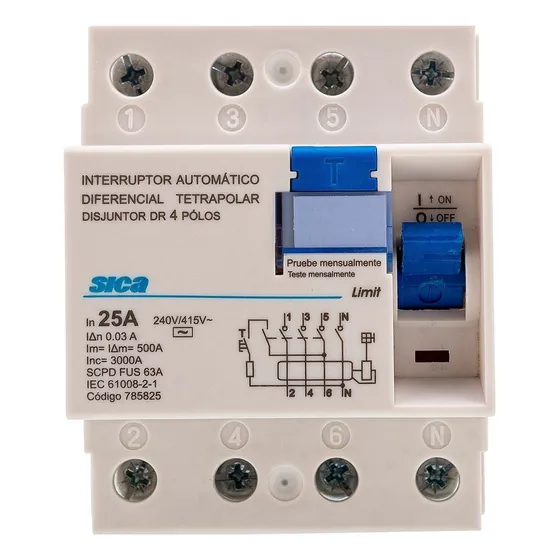 Disyuntor Diferencial Sica - Tetrapolar 25a - Iram