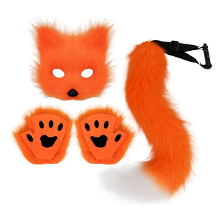 Set De 3 Máscaras Y Cola De Gato Therian Para Halloween Set De 3 Máscaras Y Cola De Gato Therian Para Halloween