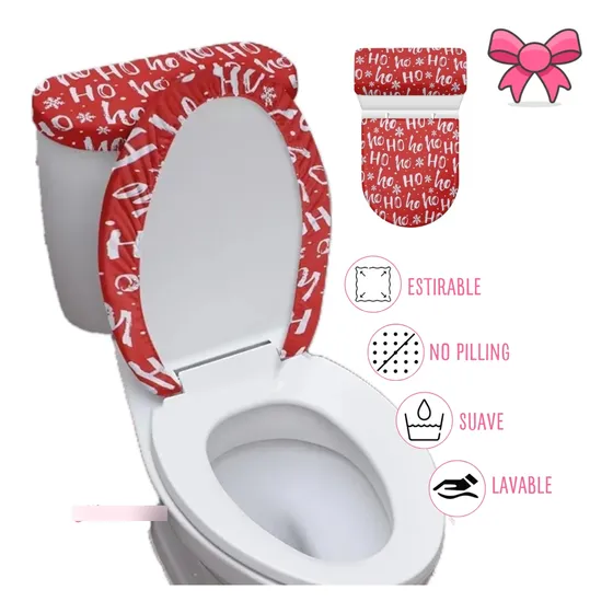 Set Baño Navideños Tapa Tanque + Tapa Poceta