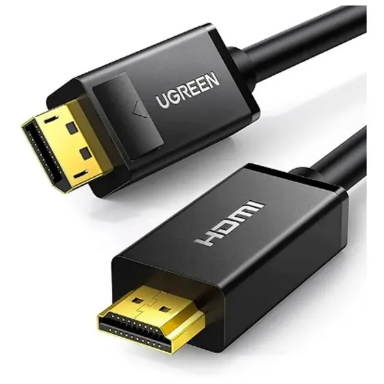Cable Ugreen 10204 DP Macho a HDMI Macho Longitud 5m Soporta 4K@30Hz Soporta 3D 28AWG Blindaje interno múltiple Transmisión Unidireccional Botón de Liberación Chip de Última Generacion 5 metros