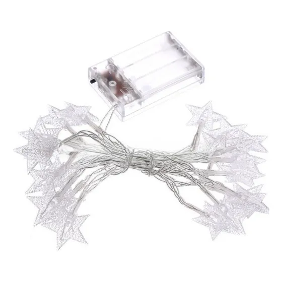 Tira Led Cálida Estrella Luna 15 M 10 Luces Fija A Batería