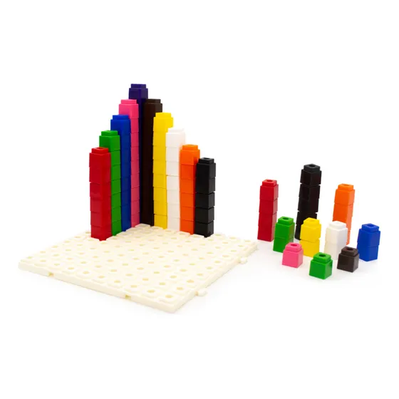 Cubo Unifix 100 Pzas 2 Cm. 10 Colores Con Base Plastica