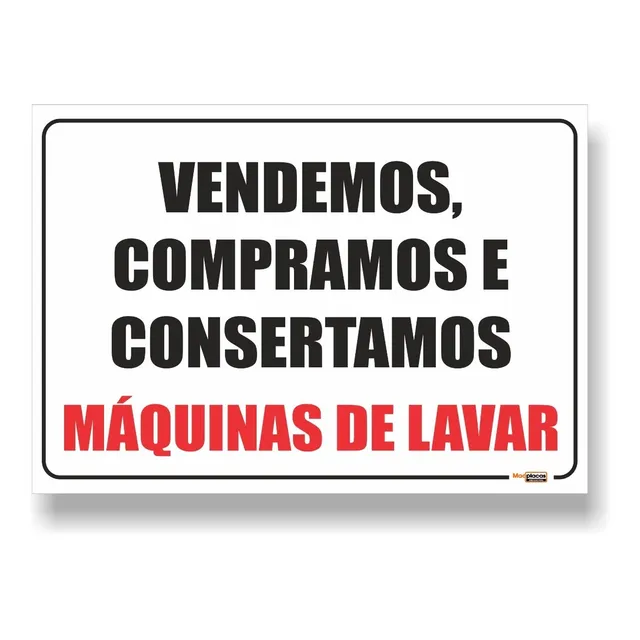 Placa Vendemos Compramos E Consertamos Maquinas De Lavar