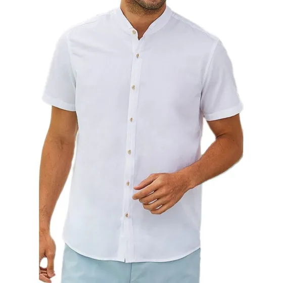 Camisas Cuello Mao Manga Corta