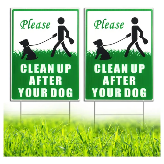 Hisvision Please Clean Up After Your Dog 2 Pack Letrero 12.0