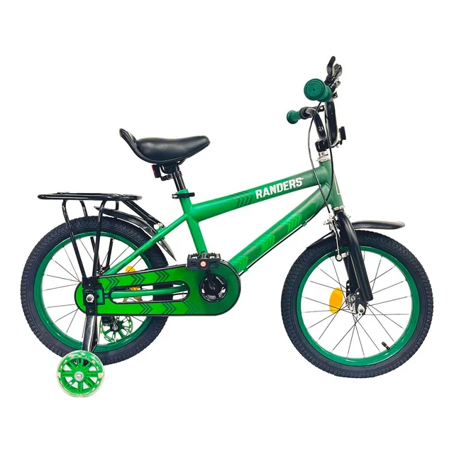 Bicicleta Rodado 16 Con Parrilla Y Rueditas - Randers Color Verde Tamaño del cuadro 16