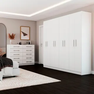 Guarda-roupa Casal 8 Portas E CĂŽmoda 10 Gavetas Branco - Pm Guarda-roupa Casal 8 Portas E CĂŽmoda 10 Gavetas Branco - Pm