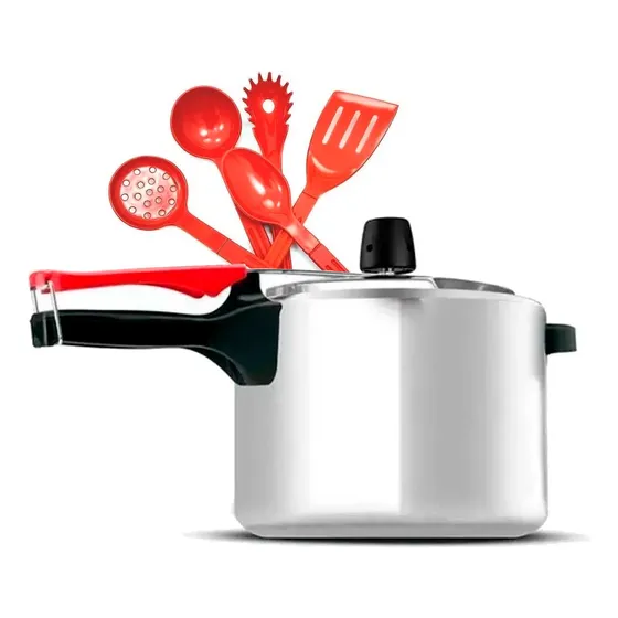 Panela Pressão 4,5 Litro Original Polida Clock + Untensílios