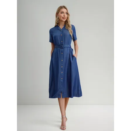 Vestido Largo Primavera Mujer Liso. Tipo Jeans