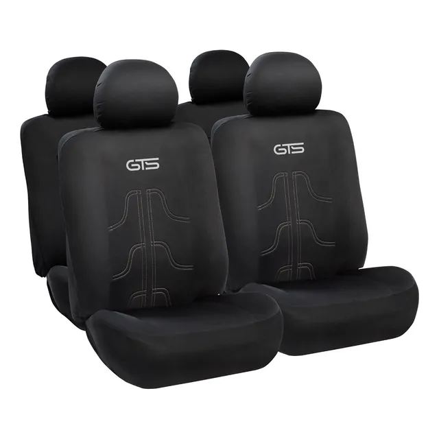 Cubre Asientos Gts Negro Costuras Gris Polyester Resistente