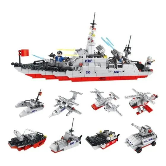 Barco Fragata De Guerra Armada Warship Bloques Armables 