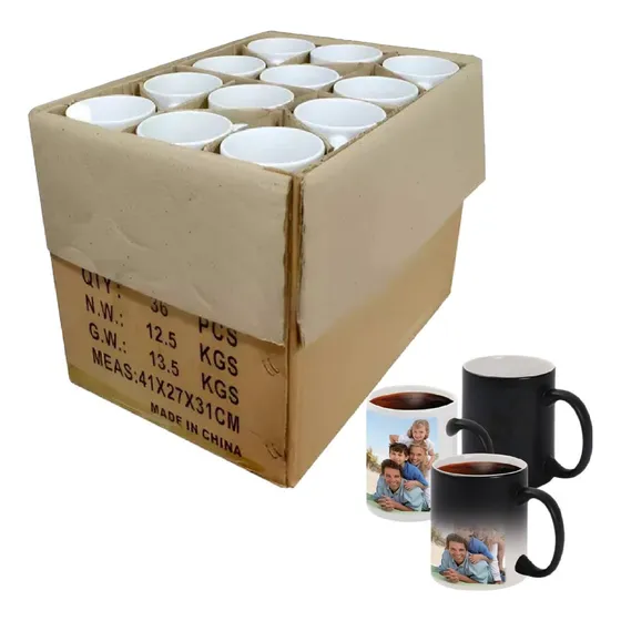 Caja De Tazas Magicas Para Sublimar 36und Negro Mate