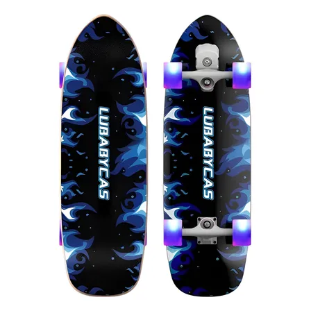 Skate Patineta De Madera Con Luces Freestyle Azul Lubabycas