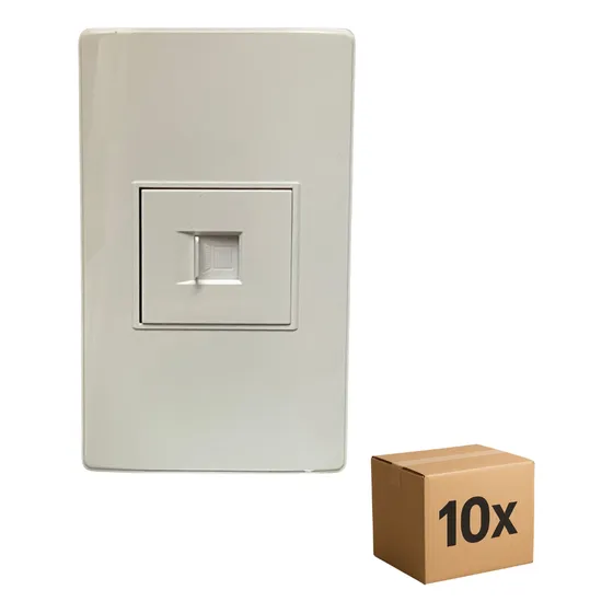 Placa Con Puerto Lan Rj45 Cat 5 - Pqt 10 - Color Blanco