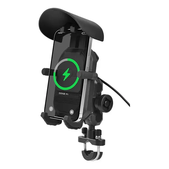 Suporte Celular Moto Carregador Indução Anti-Roubo 4" a 7"