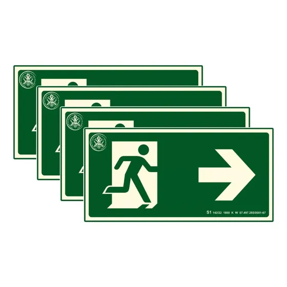 Kit 4 Placas Fotoluminescentes Saida A Direita S1 Rota Fuga