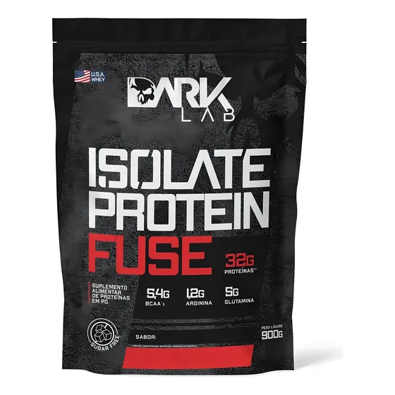 Suplemento proteico en polvo Dark Lab Isolate Protein Fuse con sabor a fresa en bolsita de 900 g