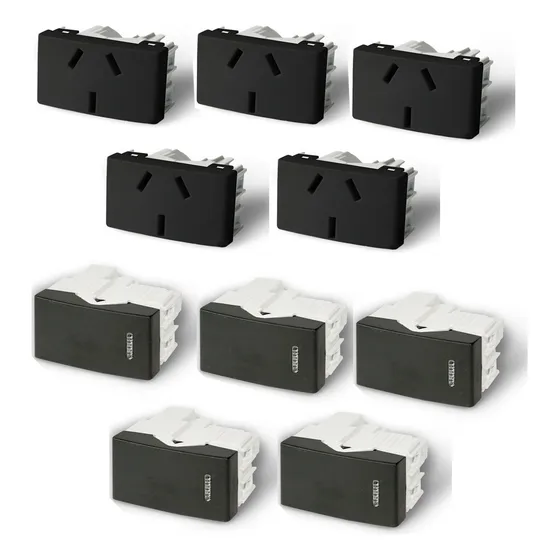 Pack X 5 Modulos Toma Iram 10a + 5 Modulos Punto Kalop