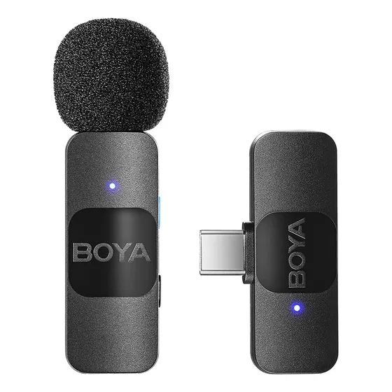 Microfone Sem Fio Boya By-v10 Lapela Ultracompacto Android Usb C