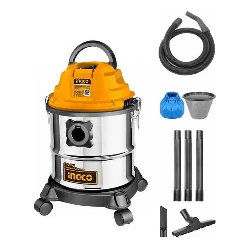 Aspiradora 12lt 1000w Ingco Vc12202 Color Plateado