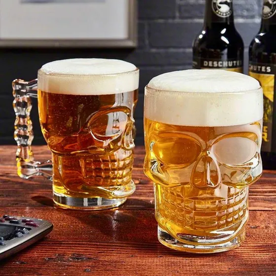 Juego De 6 Vaso Vidrio Chop Jarra Calavera 540ml