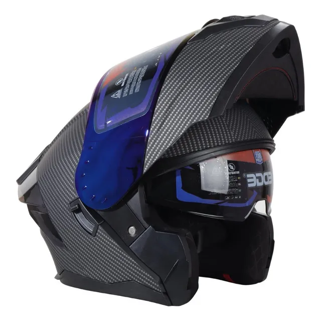 Casco Edge Abatible Boston Carbón Certificado Dot I Ece
