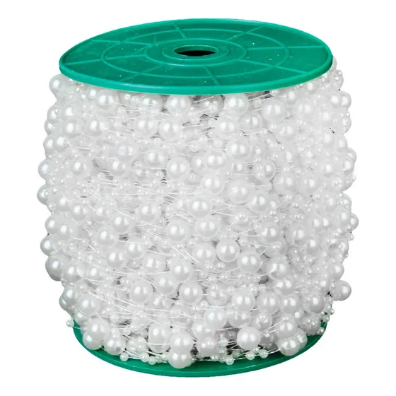 Rollo De 60m De Imitación Perlas Blancas Redondas Perlas
