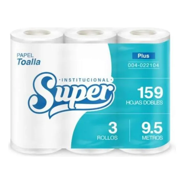 Papel Toalla Blanco Plus Doble Hoja Super Pl 8 Pq X 3 Roll