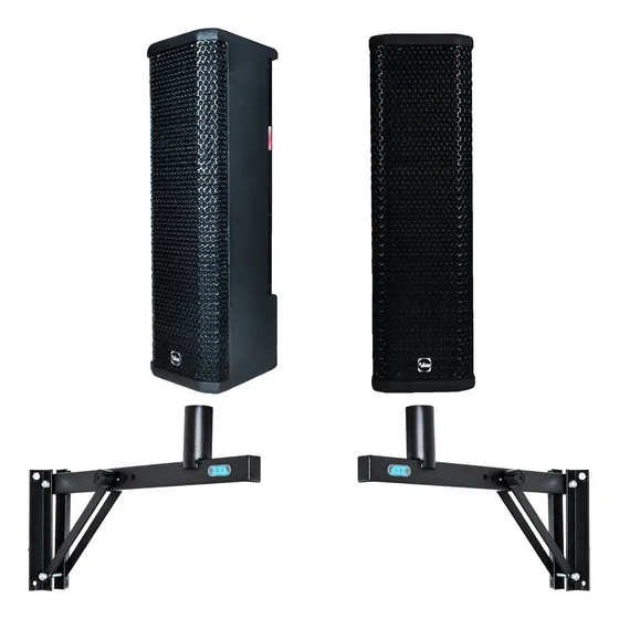 Par Line Array Live4 Leacs 400wrms Ativa + Passiva + Suporte Cor Preto 127/220v