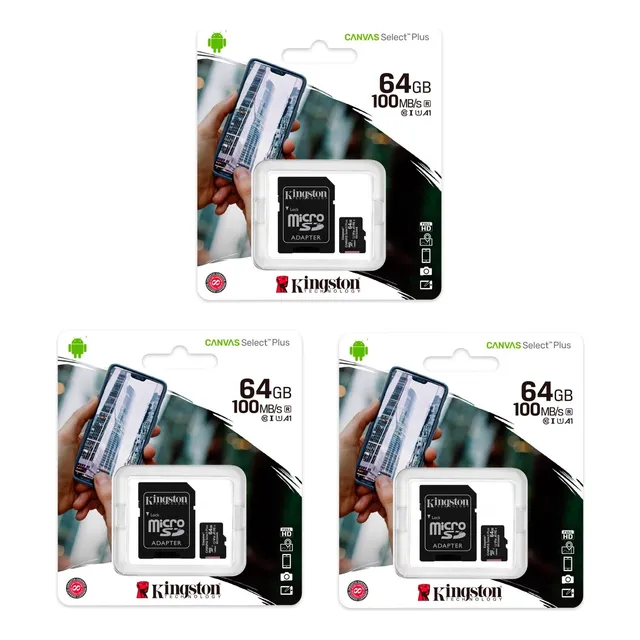 Memoria Micro Sd Kingston 64gb Kit De 3 Unidades