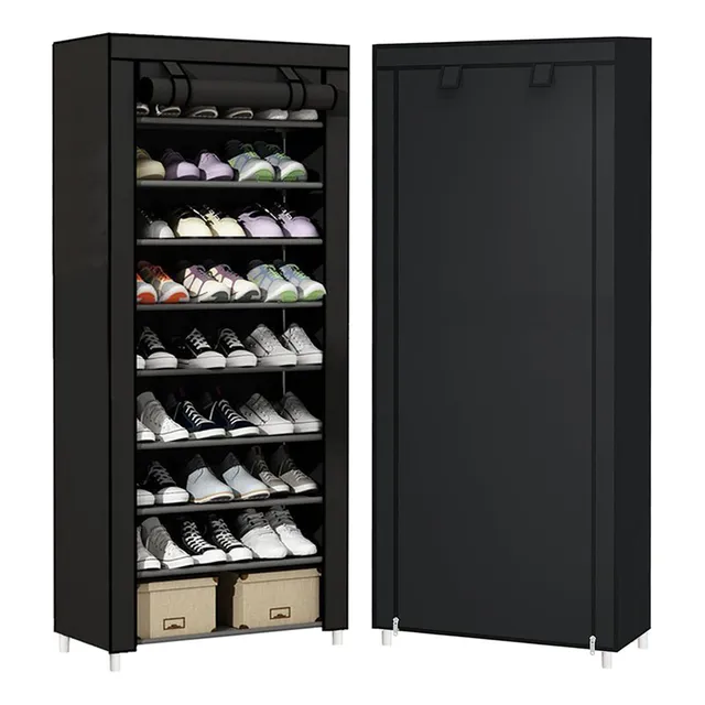 Zapatera Organizador 9 Niveles Capacidad 27 Pares Closet Zapato Tela Impermeable Cubierta Enrollable Color Negro