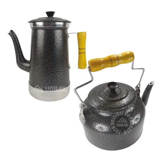 Kit Chaleira N20 3l + Bule N10 2,5 L Color De Aluminio Preto
