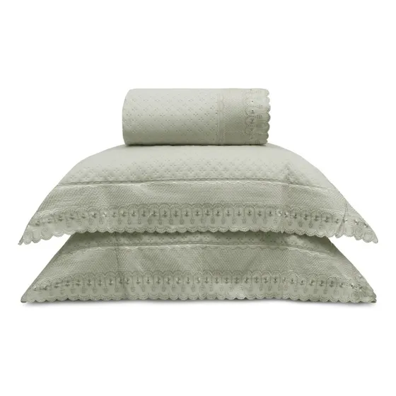 Kit Colcha Bordare Casal: Elegância E Renda Refinada