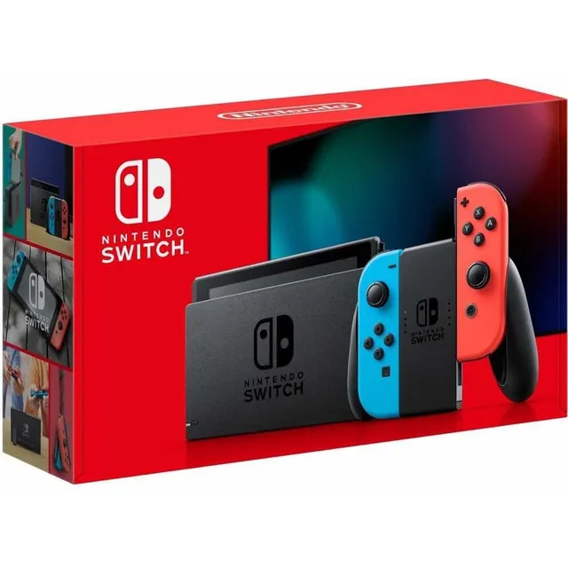 Nintendo Switch Neon Blue And Neon Red Joycon. Color Rojo