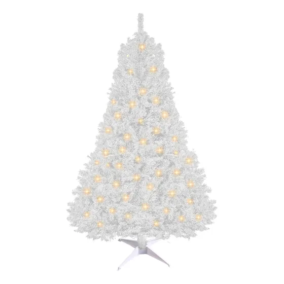 Arbol Navidad Blanco 2.0 Mts Luces Led 600 Ramas Frondoso
