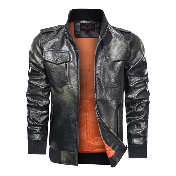 Abrigo De Hombre Chaqueta De Color Puro Con Cremallera Cuell