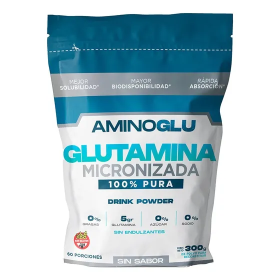 Aminoglu Glutamina Micronizada En Polvo X300gr