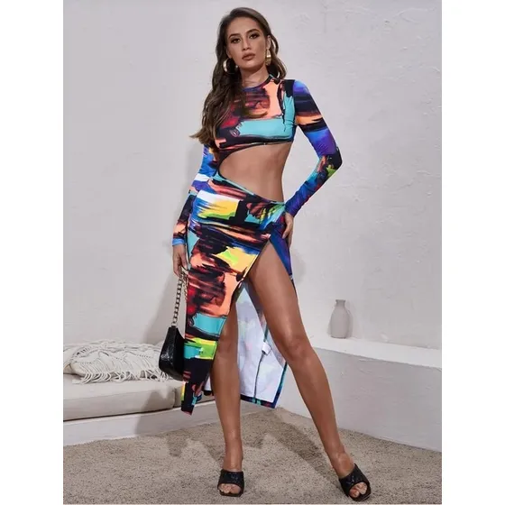 Vestido Multicolor De Mujer Marca Shein En Tendencia 25%off