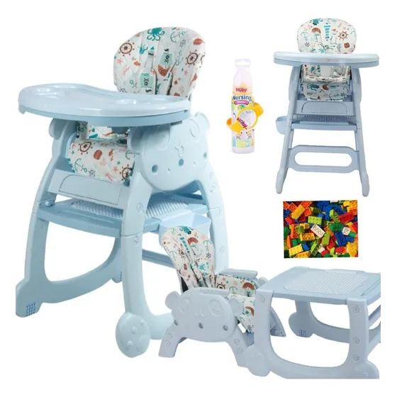 Silla De Comer Ebaby 3 En 1 Mesa Carpeta Bebe Color Rosado Celeste Negro Artista Osito