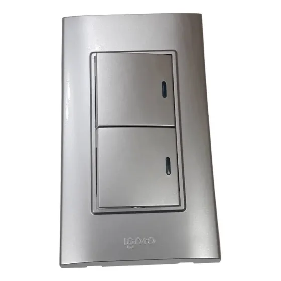 Interruptor Doble 125-250v 10a Plata Marca Igoto B514-s