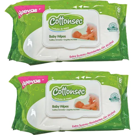 Toallas Húmedas Bebé Cottonsec 2 X 80 Unidades