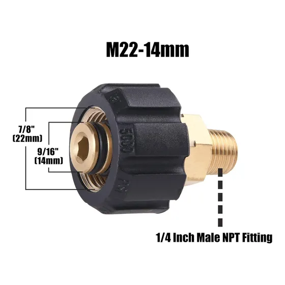 Adaptador Acople Para Hidrojet Hembra M22 Macho Npt De 1/4