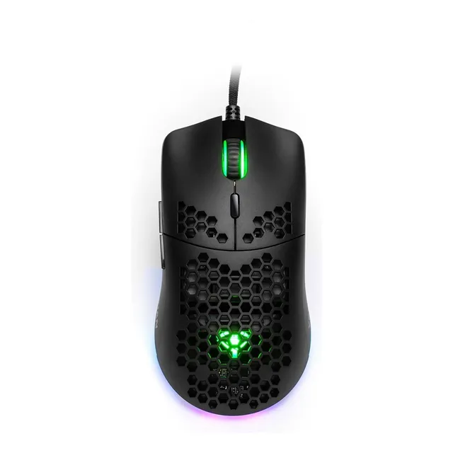 Mouse Gaming Yeyian,Con Iluminación RGB, USB, Hasta 7200 DPI Ajustable para Ratón Ergonómico con Cable, 7 Botones Programables, para Portátil PC Gamer, Cable trenzado,Negro YMG-24310